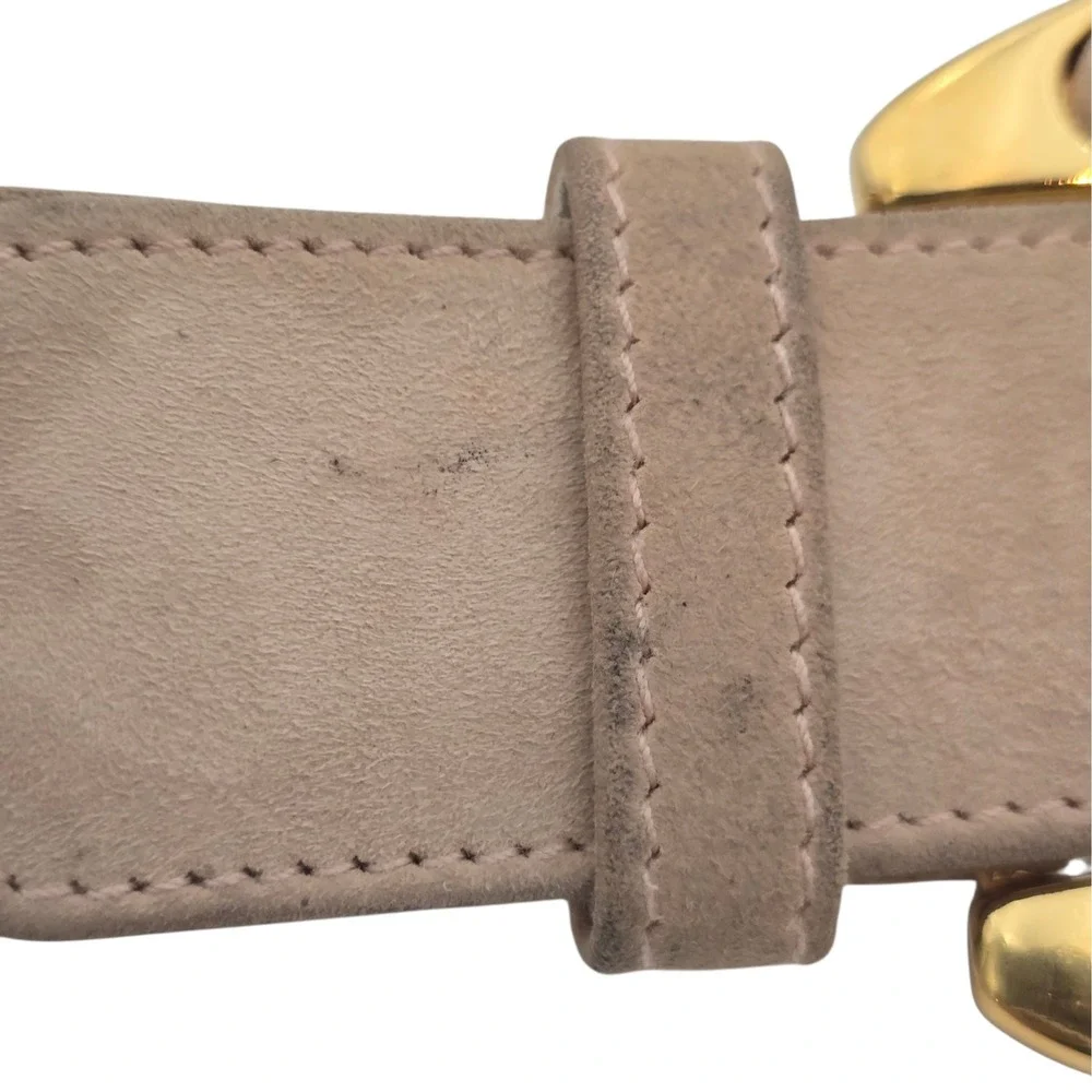 Vintage 80s Escada‎ Suede Belt Sz 36 Made Western Germany Gold Buckle Taupe